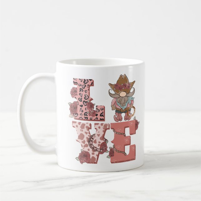 Alla hjärtans dag Cowboy Gnome Kaffemugg (Vänster)