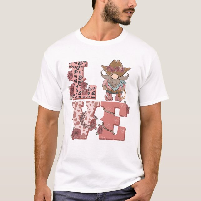 Alla hjärtans dag Cowboy Gnome T Shirt (Framsida)