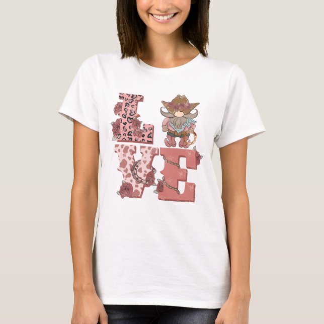 Alla hjärtans dag Cowboy Gnome T Shirt (Framsida)