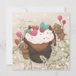 Alla hjärtans dag: Cupcake och teddybjörnar Julkort