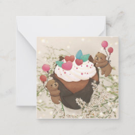 Alla hjärtans dag: Cupcake & Teddybjörnar Anteckningskort