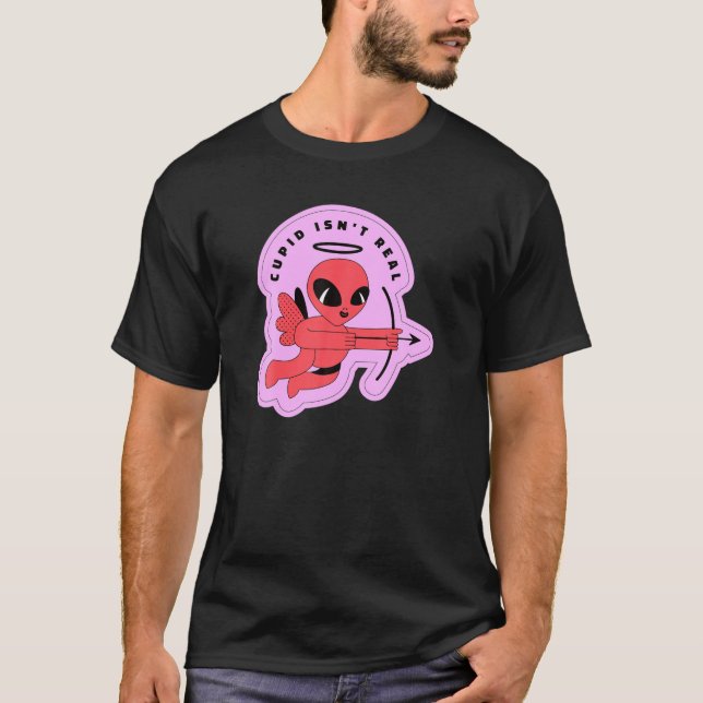 Alla hjärtans dag Cupid är inte äkta Alien Funny V T Shirt (Framsida)