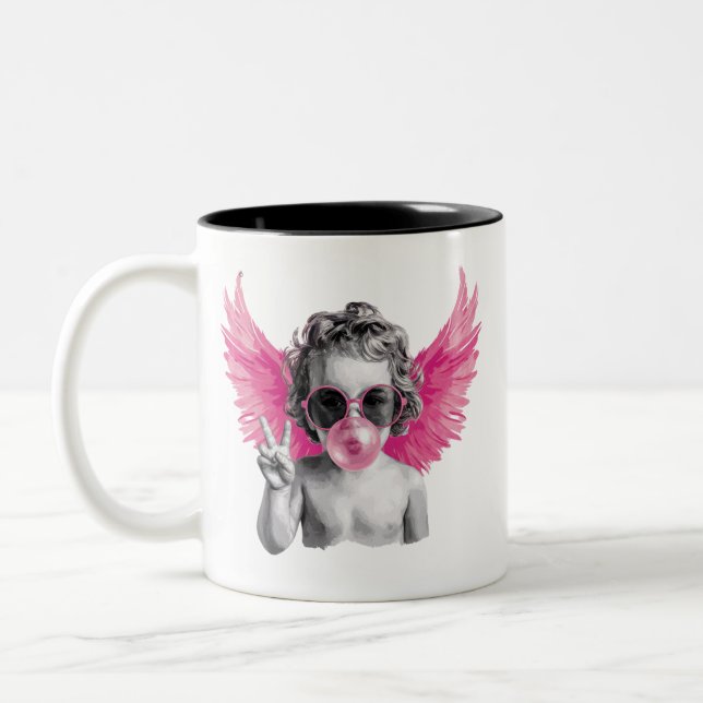 Alla hjärtans dag Cupid Blåser Bubbla Två-Tonad Mugg (Vänster)