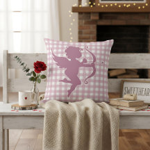 Alla hjärtans dag Cupid Rosa och Vit Rutig Gingham