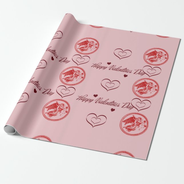 Alla hjärtans dag Cupid Wrapping Papper Presentpapper (Utrullad)