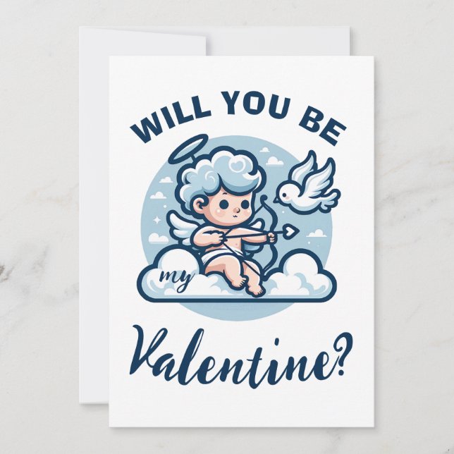 Alla hjärtans dag-cupidduva julkort (Framsida)