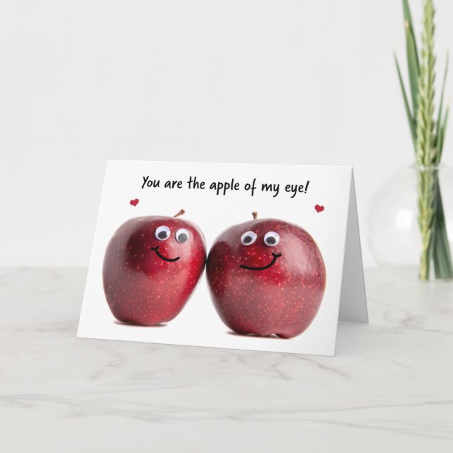 Alla hjärtans dag Cute Apple par Humor Helgkort (Framsida)