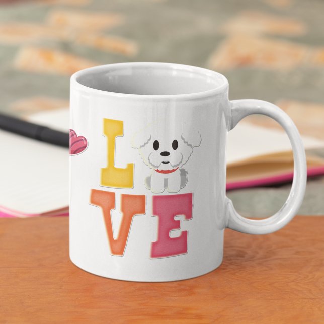 Alla hjärtans dag Cute Bichon Frisé Pet Hund älska Kaffemugg (Skapare uppladdad)