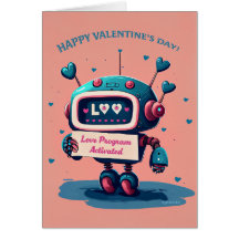 Alla hjärtans dag Cute Blue Robot, Hearts Roligt