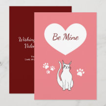 Alla hjärtans dag Cute Cat Hand plockade Rosa Red