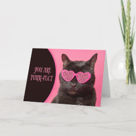 Alla hjärtans dag Cute Cat i Glitter Glass Helgkort