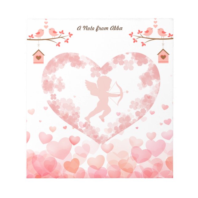 Alla hjärtans dag Cute Cupids och Red Hearts Anteckningsblock (Framsida)