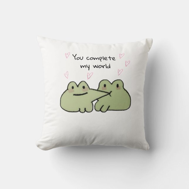 Alla hjärtans dag Cute Frog Kärlek par Dekorativ k Kudde (Framsida)