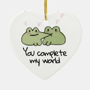 Alla hjärtans dag Cute Frog Kärlek par Julgransprydnad Keramik