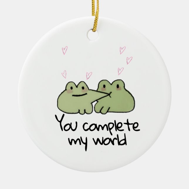 Alla hjärtans dag Cute Frog Kärlek par Ornament (Framsidan)
