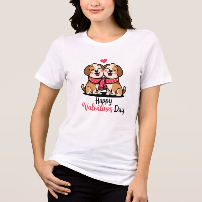 Alla hjärtans dag Cute Hundar Romantic T Shirt (Framsida)