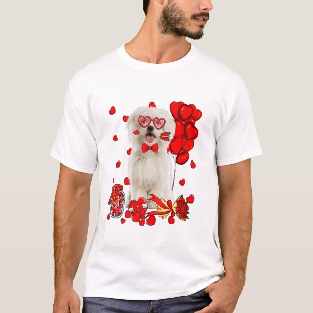 Alla hjärtans dag Cute Maltese T Shirt (Framsida)
