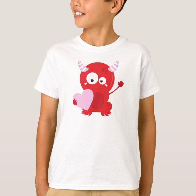 Alla hjärtans dag, Cute Monster, Hjärter T Shirt (Framsida)