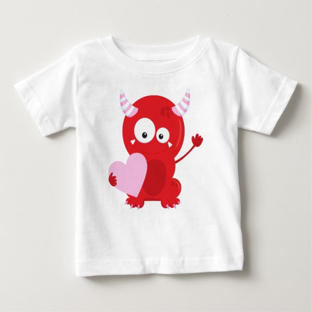 Alla hjärtans dag, Cute Monster, Hjärter T Shirt (Framsida)
