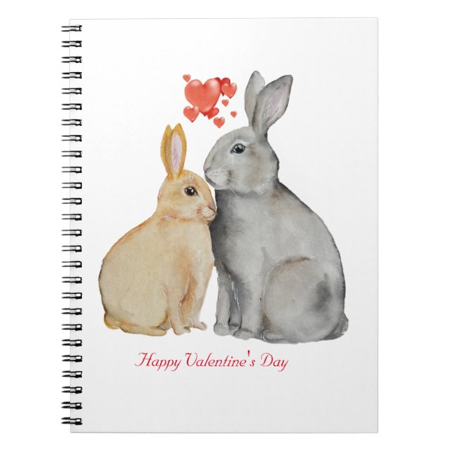 Alla hjärtans dag Cute Rabbit Anteckningsbok (Framsidan)