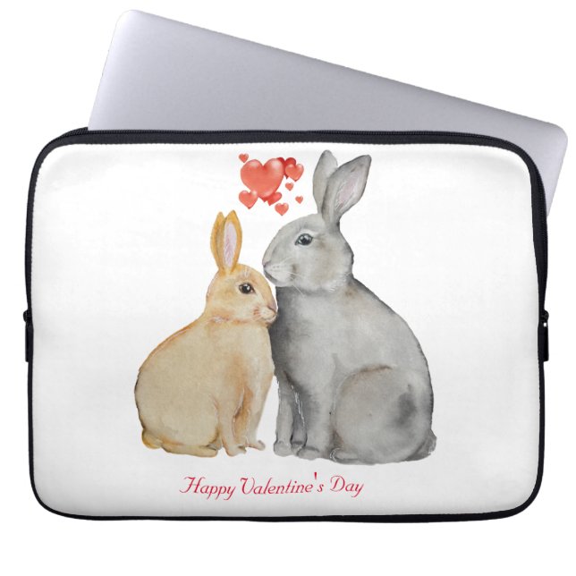 Alla hjärtans dag Cute Rabbit Laptop Fodral (Framsidan)
