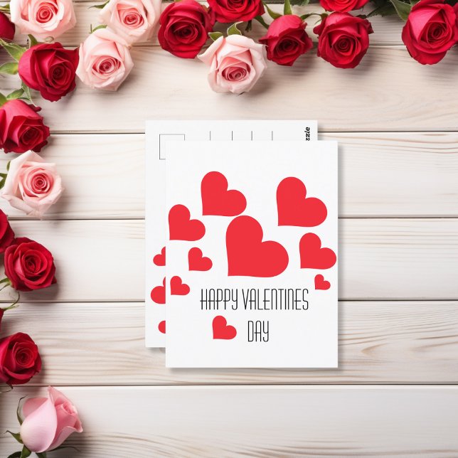 Alla hjärtans dag, Cute Red Hearts med ton Kärlek Vykort (Happy Valentines Day Postcard for Someone You Love.)