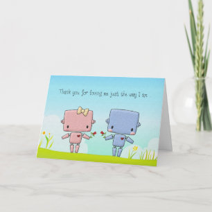 Alla hjärtans dag Cute Robot-par Helgkort