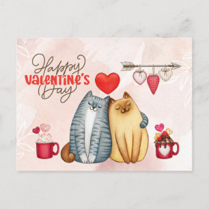 Alla hjärtans dag Cute Romantic Cat par Vykort
