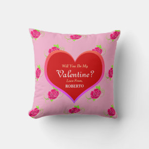 Alla hjärtans dag Cute Shock rosa Hearts Girly Kudde