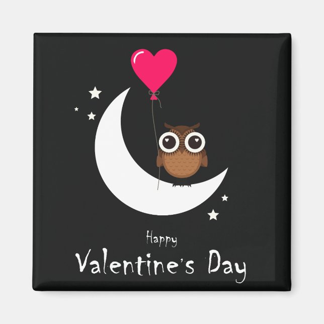 Alla hjärtans dag Cute Uggla Magnet (Framsidan)