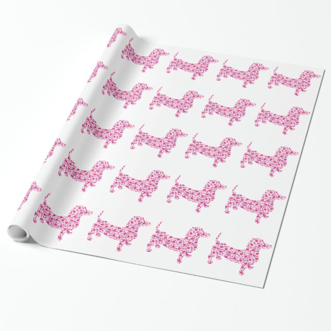 Alla hjärtans dag Dachshund Presentpapper (Utrullad)
