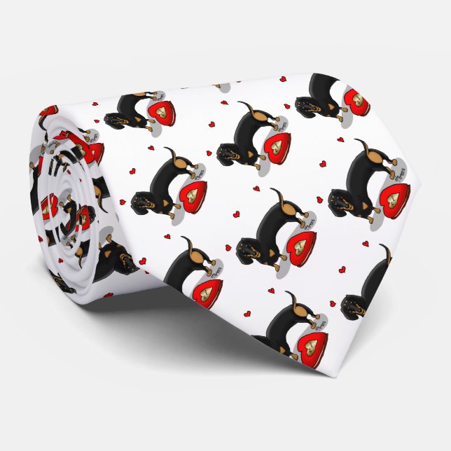 Alla hjärtans dag Dachshund (svart och tan) - Cute Slips (Rullad)