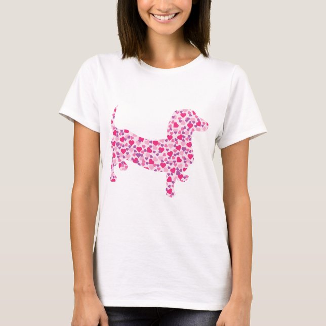 Alla hjärtans dag Dachshund Tee Shirt (Framsida)