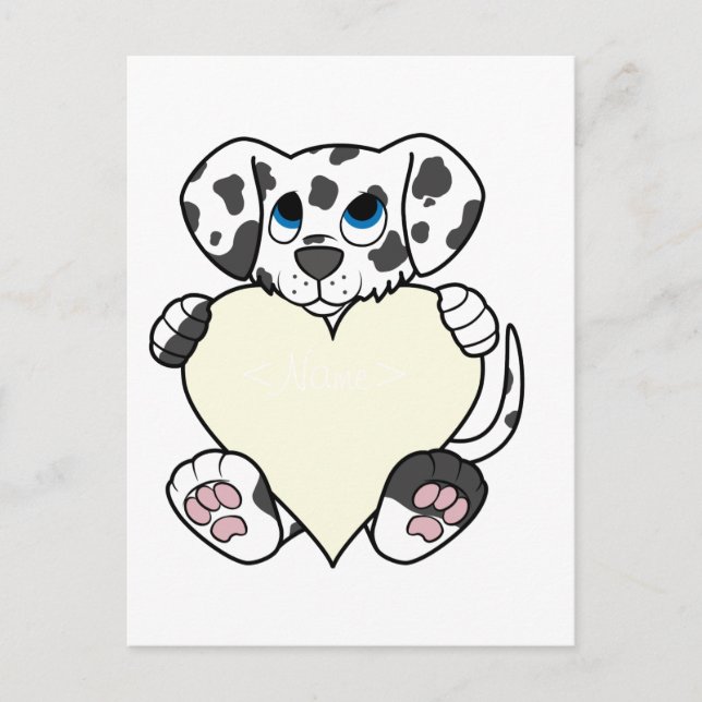 Alla hjärtans dag Dalmatien Hund med Cream Heart Helg Vykort (Framsida)