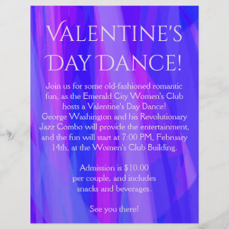 Alla hjärtans dag Dance! Blå, Rosa och Violet Reklamblad