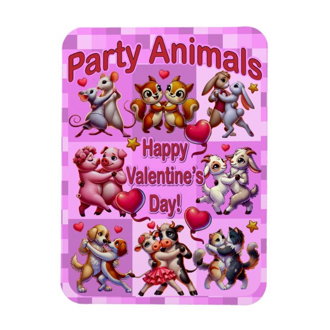 Alla hjärtans dag Dancing Par "Party Animals" Magnet (Vertikal)