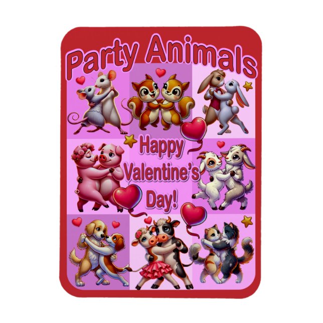 Alla hjärtans dag Dancing Par "Party Animals" Magnet (Vertikal)