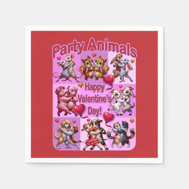 Alla hjärtans dag Dancing Par "Party Animals" Pappersservett (Framsidan)
