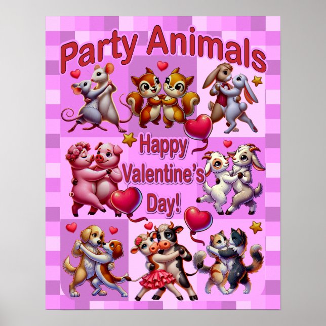 Alla hjärtans dag Dancing Par "Party Animals" Poster (Framsidan)