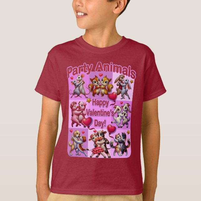 Alla hjärtans dag Dancing Par "Party Animals" T Shirt (Framsida)