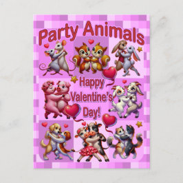 Alla hjärtans dag Dancing Par "Party Animals" Vykort