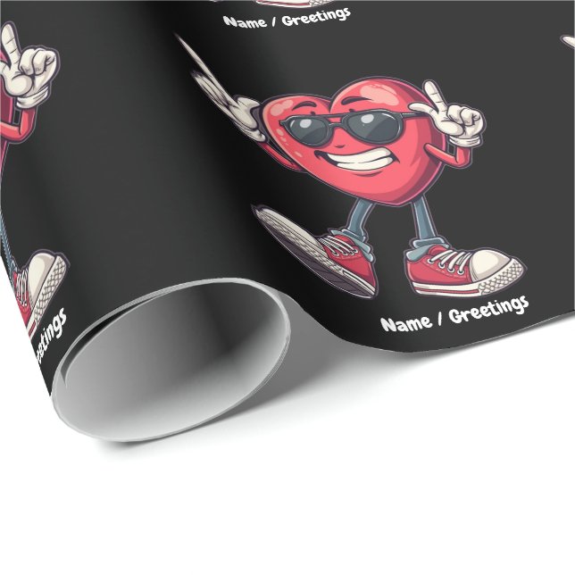 Alla hjärtans dag Dansande hjärta Pojkar Flickor K Presentpapper (Rullad Hörn)