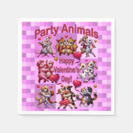 Alla hjärtans dag Dansande par "Party Animals" Pappersservett