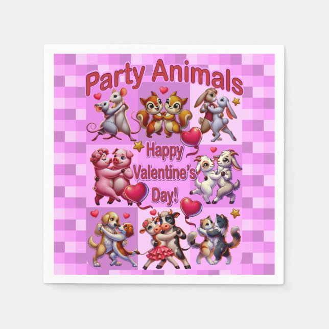 Alla hjärtans dag Dansande par "Party Animals" Pappersservett (Framsidan)
