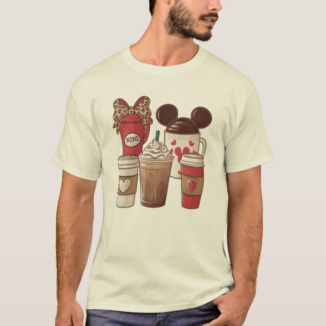 Alla hjärtans dag, den konstiga latte-kaffet Älska T Shirt (Framsida)