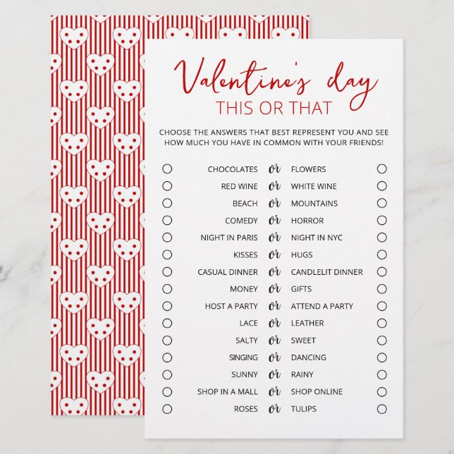 Alla hjärtans dag Det ena eller det andra spelet ä (Fram/baksida)