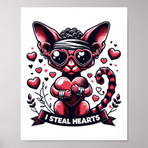 Alla hjärtans dag Devon Rex Cat I Steal Hearts Poster