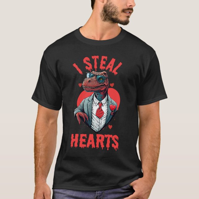 Alla hjärtans dag Dinosaur I Steal Hearts Boys Man T Shirt (Framsida)