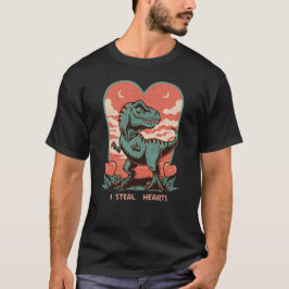 Alla hjärtans dag Dinosaur I Steal Hearts T Rex Shirt