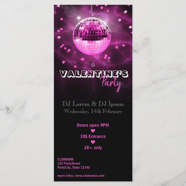 Alla hjärtans dag Disco Boll - Party-rackkort (Framsida)